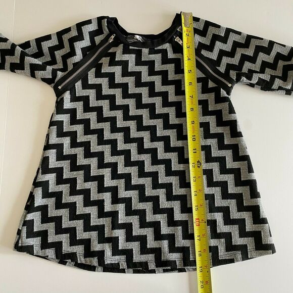 Pippa And Julie Girls Black Gray Chevron Zipper Raglan Sleeve Blouse Top 7 - Picture 8 of 8